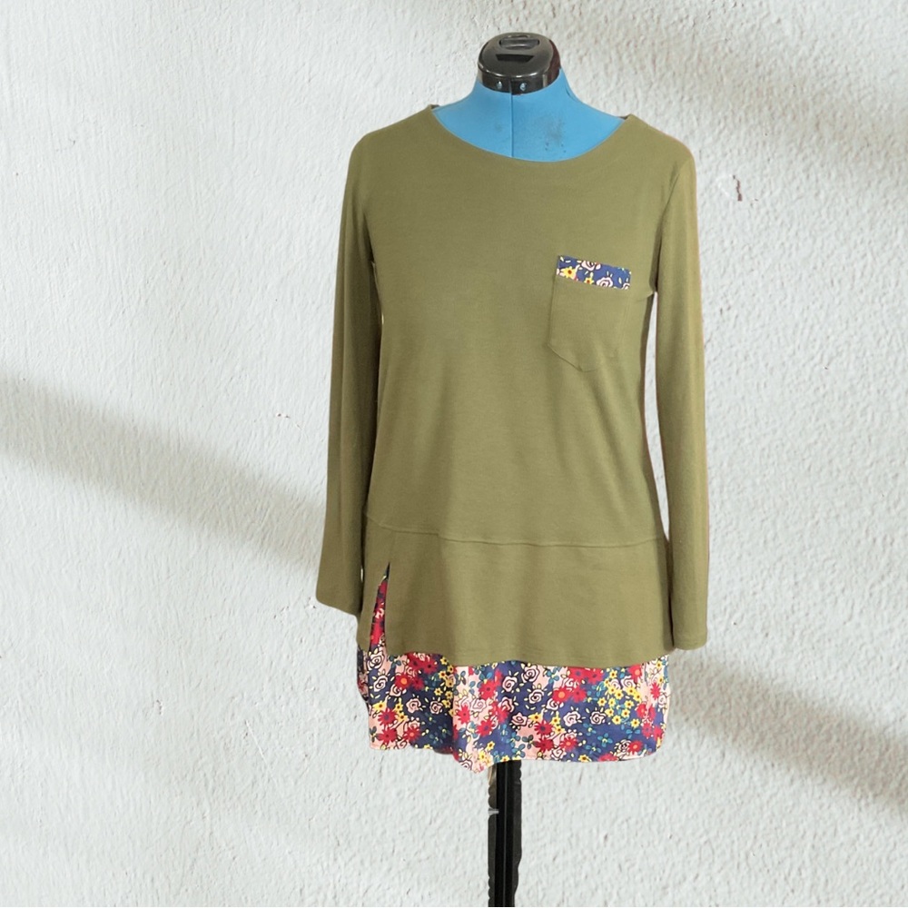 DRESS V Faux Layered Shirt Dress | XL